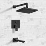 Remer TSF41 Matte Black Tub and Shower Faucet Sets with 8
